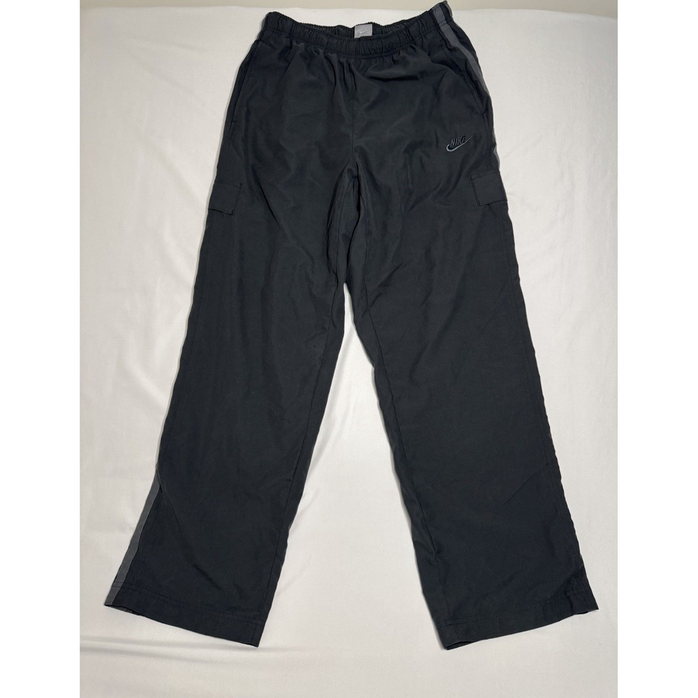 Nike Cargo Windbreaker Black And Gray Pants Size Large Y2K